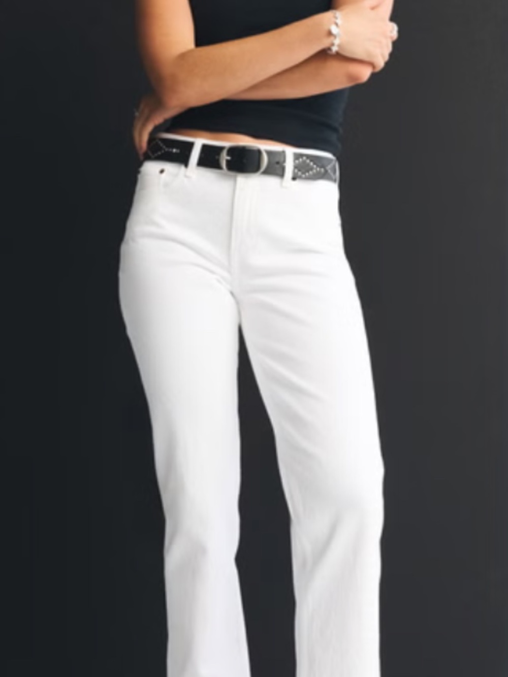 Abercrombie & Fitch Mid Rise 90s Straight White Jean, NWT, Size 27 Long